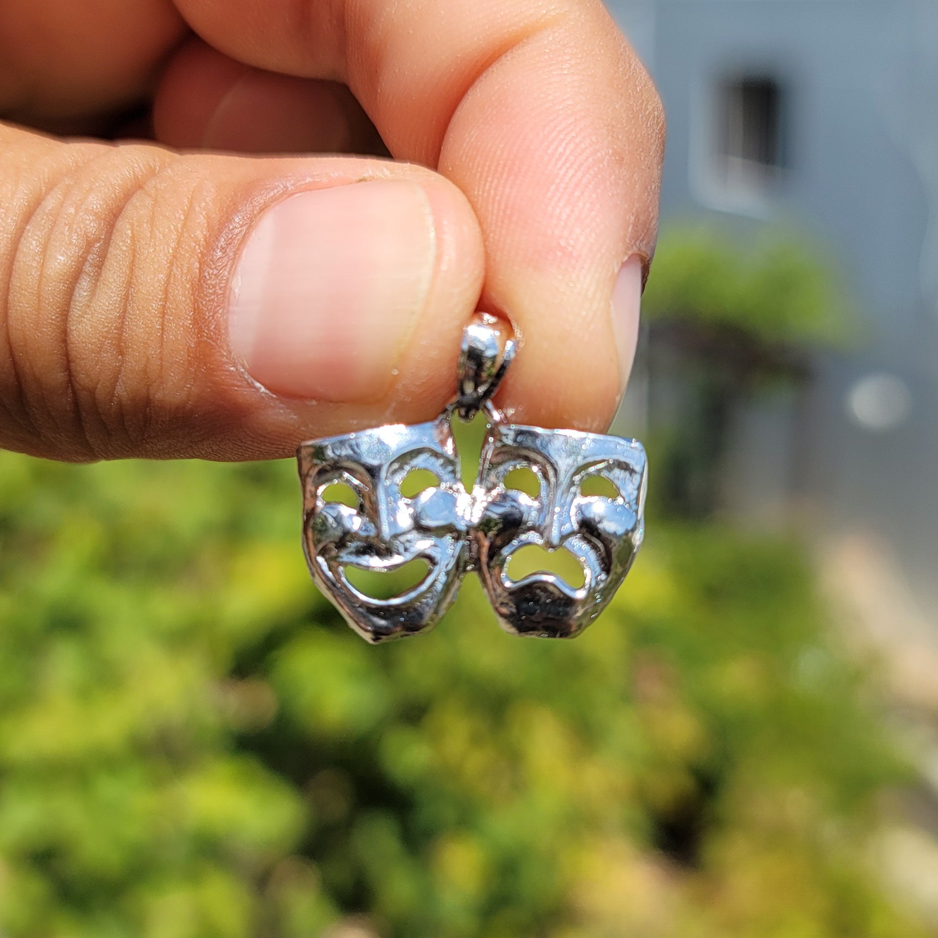 10K, 14K or 18K Gold Drama Mask, Laugh Now, Cry Later Pendant