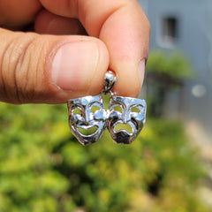 10K, 14K or 18K Gold Drama Mask, Laugh Now, Cry Later Pendant