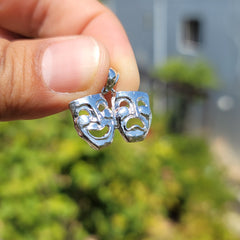 10K, 14K or 18K Gold Drama Mask, Laugh Now, Cry Later Pendant