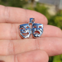 10K, 14K or 18K Gold Drama Mask, Laugh Now, Cry Later Pendant