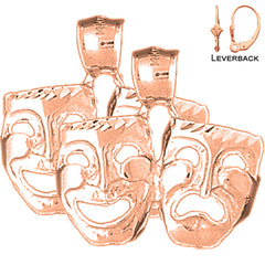 14K or 18K Gold Drama Mask, Laugh Now, Cry Later Earrings