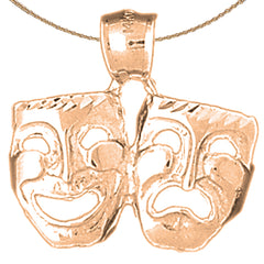 10K, 14K or 18K Gold Drama Mask, Laugh Now, Cry Later Pendant