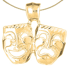 10K, 14K or 18K Gold Drama Mask, Laugh Now, Cry Later Pendant