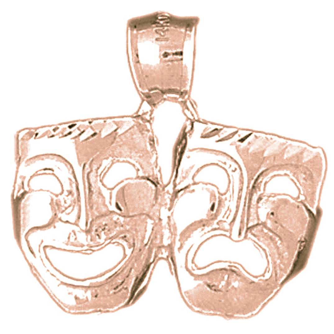 10K, 14K or 18K Gold Drama Mask, Laugh Now, Cry Later Pendant