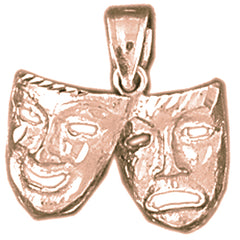 10K, 14K or 18K Gold Drama Mask, Laugh Now, Cry Later Pendant