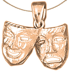 10K, 14K or 18K Gold Drama Mask, Laugh Now, Cry Later Pendant