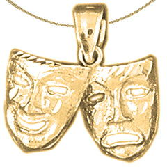 10K, 14K or 18K Gold Drama Mask, Laugh Now, Cry Later Pendant