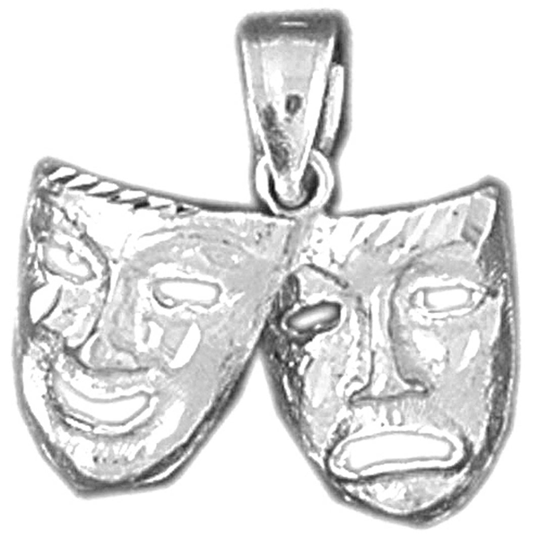 10K, 14K or 18K Gold Drama Mask, Laugh Now, Cry Later Pendant