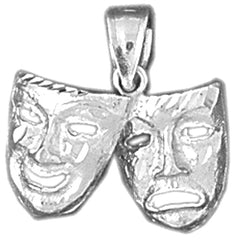 10K, 14K or 18K Gold Drama Mask, Laugh Now, Cry Later Pendant