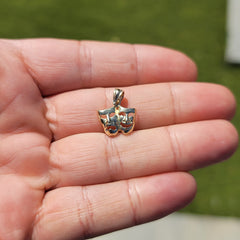14K or 18K Gold Drama Mask, Laugh Now, Cry Later Pendant