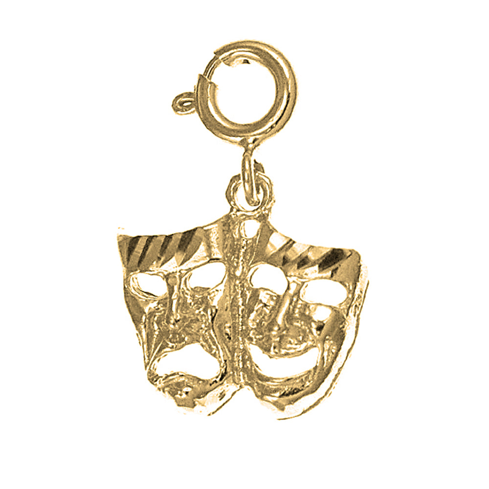 14K or 18K Gold Drama Mask, Laugh Now, Cry Later Pendant