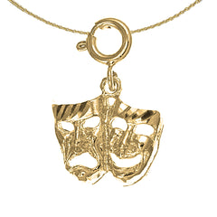 14K or 18K Gold Drama Mask, Laugh Now, Cry Later Pendant