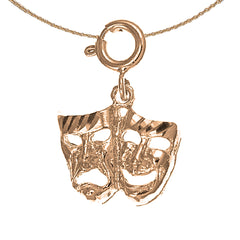 14K or 18K Gold Drama Mask, Laugh Now, Cry Later Pendant
