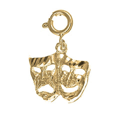 14K or 18K Gold Drama Mask, Laugh Now, Cry Later Pendant