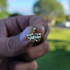 14K or 18K Gold Drama Mask, Laugh Now, Cry Later Pendant