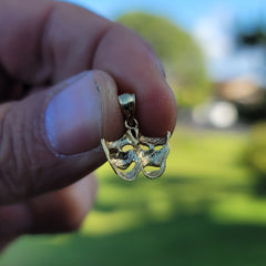 14K or 18K Gold Drama Mask, Laugh Now, Cry Later Pendant