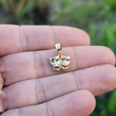 14K or 18K Gold Drama Mask, Laugh Now, Cry Later Pendant