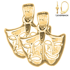 16 mm Drama-Maske aus Sterlingsilber mit der Aufschrift „Laugh Now, Cry Later“ (weiß- oder gelbvergoldet)