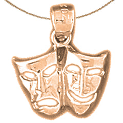 14K or 18K Gold Drama Mask, Laugh Now, Cry Later Pendant