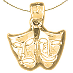 14K or 18K Gold Drama Mask, Laugh Now, Cry Later Pendant