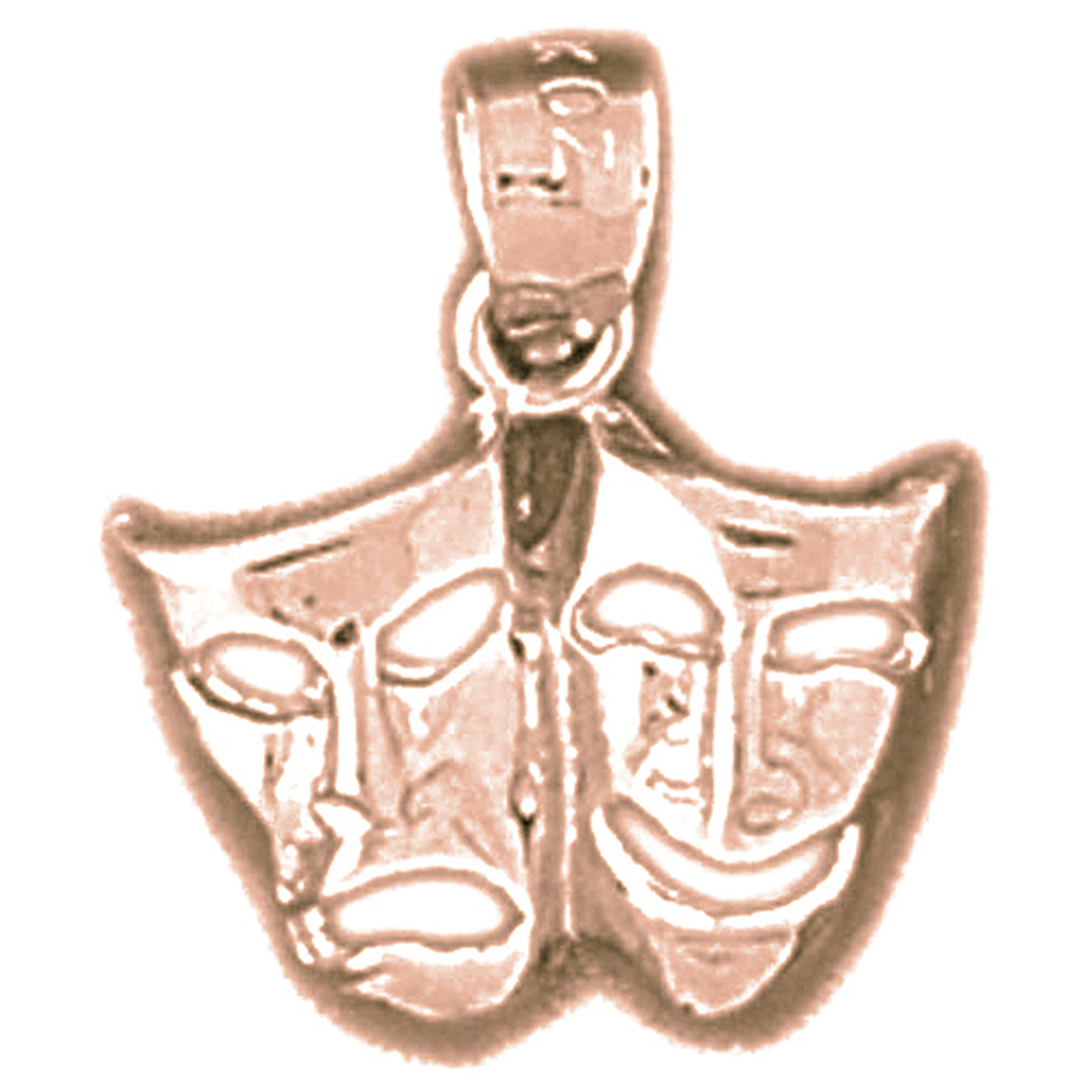 14K or 18K Gold Drama Mask, Laugh Now, Cry Later Pendant