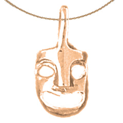 14K or 18K Gold Drama Mask, Laugh Now Pendant