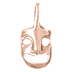14K or 18K Gold Drama Mask, Laugh Now Pendant