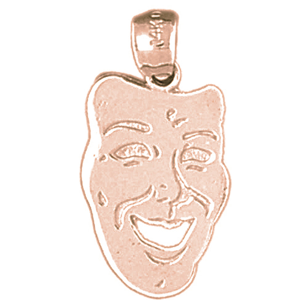 14K or 18K Gold Drama Mask, Laugh Now Pendant