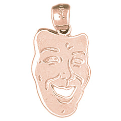 14K or 18K Gold Drama Mask, Laugh Now Pendant