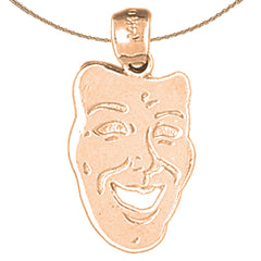 14K or 18K Gold Drama Mask, Laugh Now Pendant