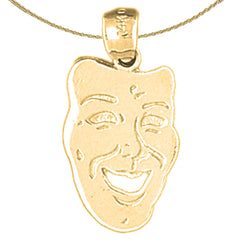 14K or 18K Gold Drama Mask, Laugh Now Pendant