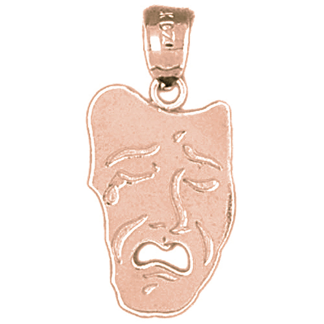 14K or 18K Gold Drama Mask, Cry Later Pendant