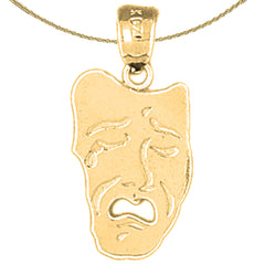 14K or 18K Gold Drama Mask, Cry Later Pendant
