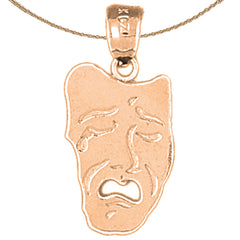 14K or 18K Gold Drama Mask, Cry Later Pendant
