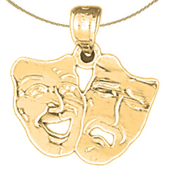 14K or 18K Gold Drama Mask, Laugh Now, Cry Later Pendant