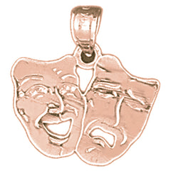 14K or 18K Gold Drama Mask, Laugh Now, Cry Later Pendant