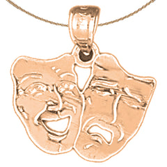 14K or 18K Gold Drama Mask, Laugh Now, Cry Later Pendant