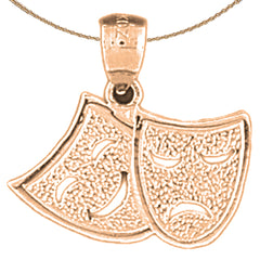 14K or 18K Gold Drama Mask, Laugh Now, Cry Later Pendant