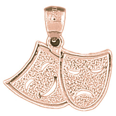 14K or 18K Gold Drama Mask, Laugh Now, Cry Later Pendant