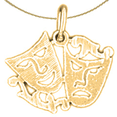 14K oder 18K Gold Drama Maske, Laugh Now, Cry Later Anhänger