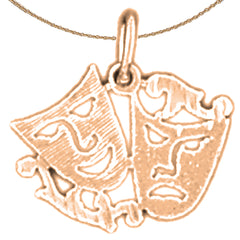 14K oder 18K Gold Drama Maske, Laugh Now, Cry Later Anhänger