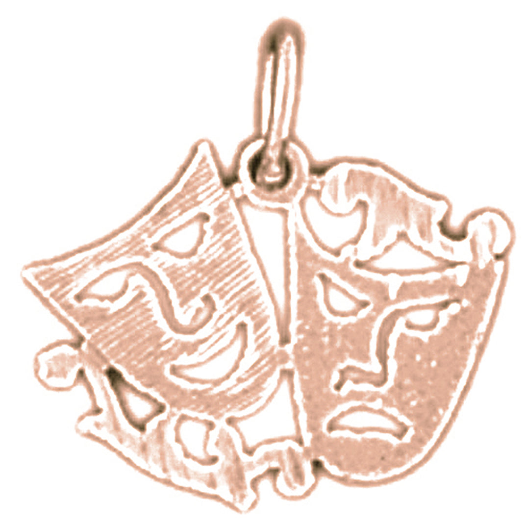 14K or 18K Gold Drama Mask, Laugh Now, Cry Later Pendant