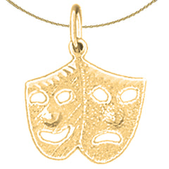14K or 18K Gold Drama Mask, Laugh Now, Cry Later Pendant