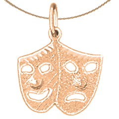 14K or 18K Gold Drama Mask, Laugh Now, Cry Later Pendant