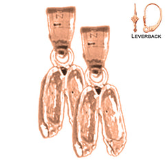 Pendientes de zapatos de baile de 17 mm de oro de 14 quilates o 18 quilates