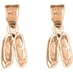 14K or 18K Gold 17mm Dance Shoes Earrings