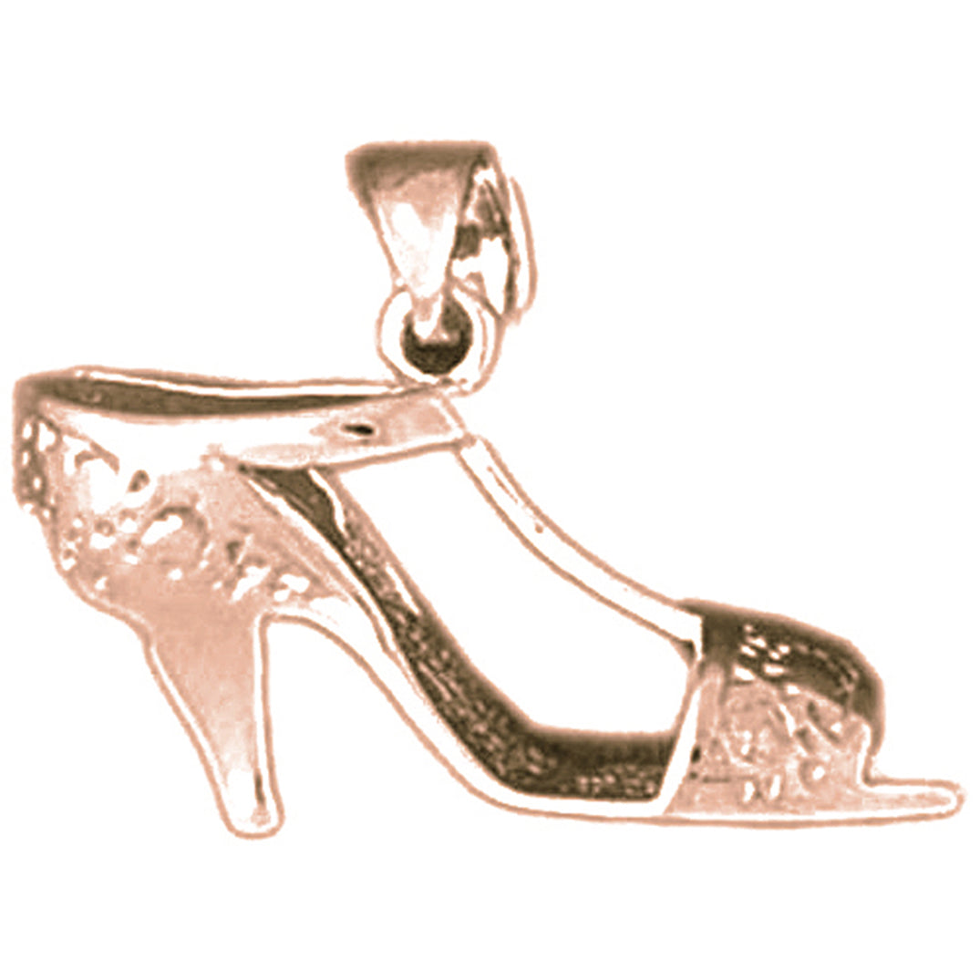10K, 14K or 18K Gold 3D High Heel Shoe Pendant