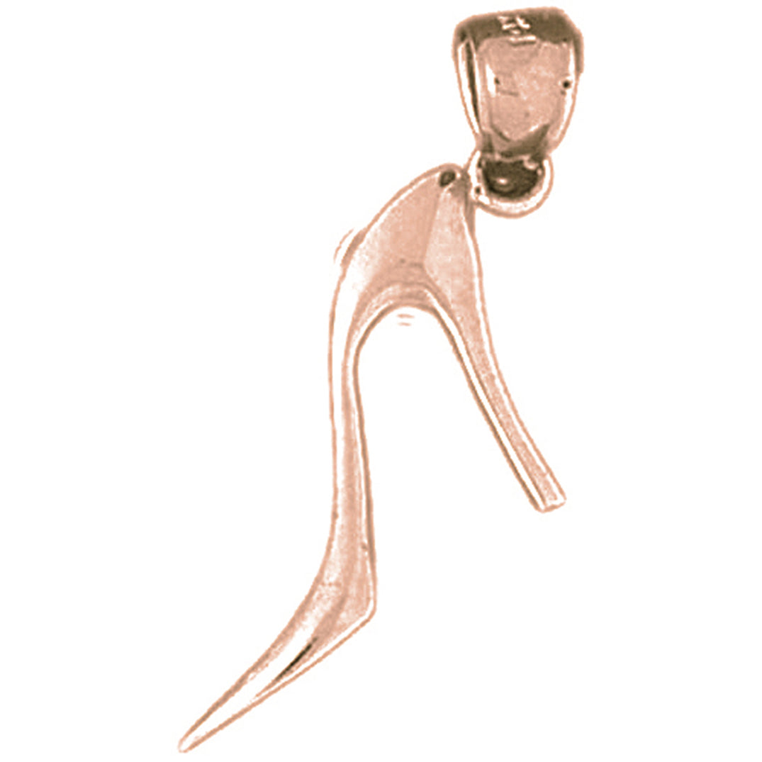 10K, 14K or 18K Gold 3D High Heel Shoe Pendant