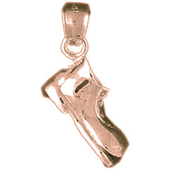 10K, 14K or 18K Gold 3D Boot Pendant