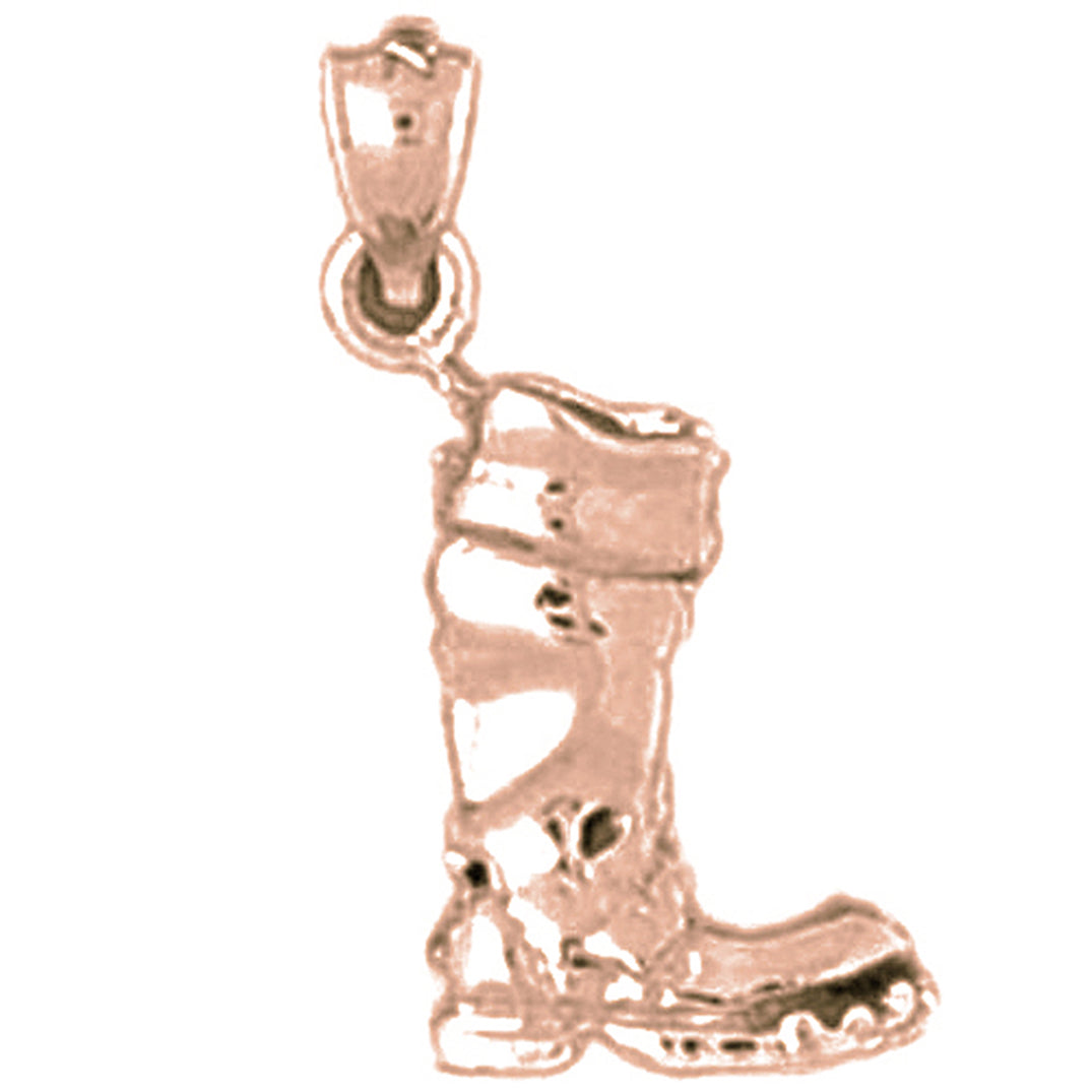 10K, 14K or 18K Gold 3D Boot Pendant